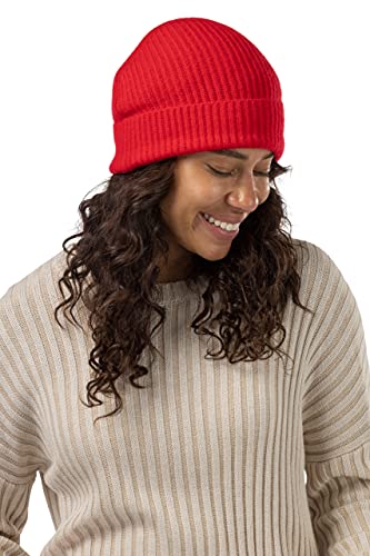 Fishers Finery Women's 100% Cashmere Cuffed Beanie - color: Cardinal Red