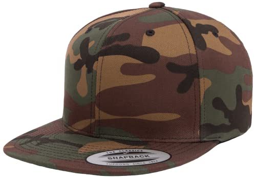 YP Classics 6089 Wool-Blended 6 Panel High Profile Flatbill Snapback Cap - color: Green Camo