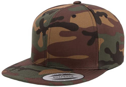 YP Classics 6089 Wool-Blended 6 Panel High Profile Flatbill Snapback Cap - color: Green Camo