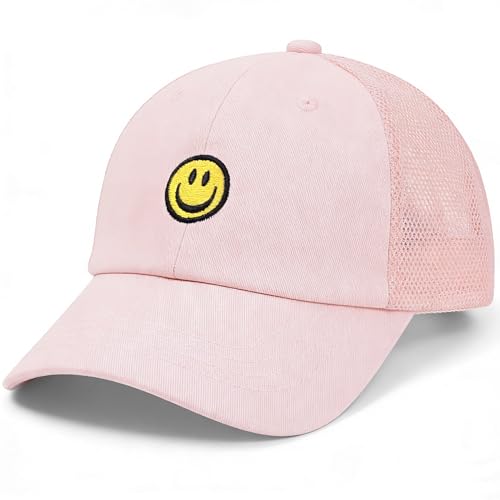SONMONY Toddler Hat Smile Face Kids Baseball Cap Adjustable Cute Hat 3-12Y - color: Mesh-pink