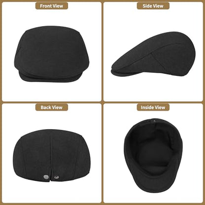 Men's Adjustable Newsboy Hat Classic Flat Gatsby Cabbie Ivy Cap for Golf Driving Winter - color: Darkgrey, size: Medium