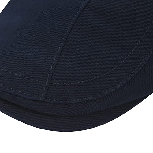 VOBOOM Men Cotton Newsboy Beret Hat Duckbill Buckle Cabbie Cap - color: Navy