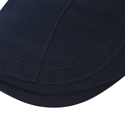 VOBOOM Men Cotton Newsboy Beret Hat Duckbill Buckle Cabbie Cap - color: Navy
