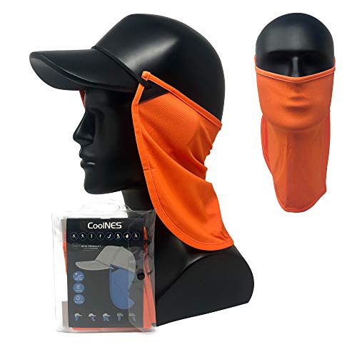CoolNES - UV Sun Protection Neck Drape Adjustable Multifunctional 2 in 1 Face Covering for Outdoor Fishing - Unisex - color: Coolnes-orange