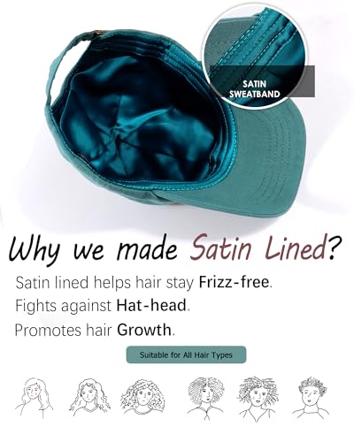 Lvaiz Womens Satin Lined Baseball Cap Washed Cotton Adjustable Dad Hat - color: Green