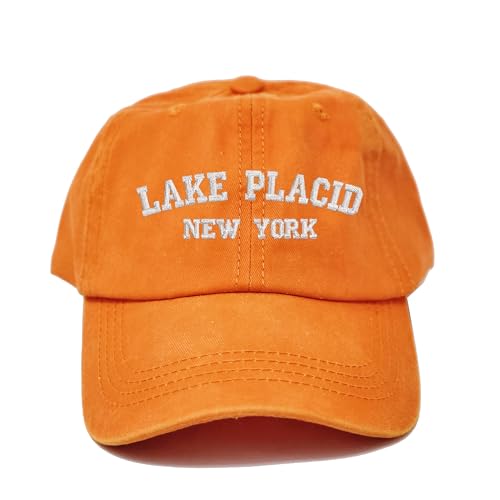 Lake Placid New York Embroidered Cotton Baseball Cap hat - color: Orange