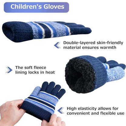 Azarxis Kids Winter Knitted Set Toddler Beanies Hat Scarf Gloves for Boys - color: Blue