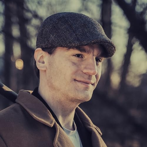 Sterkowski Ivy Five | Harris Tweed Flat Cap for Men and Women | Classic Elegant Warm 5 Panels Ivy - color: Brown/Blue Check, size: 7 1/4