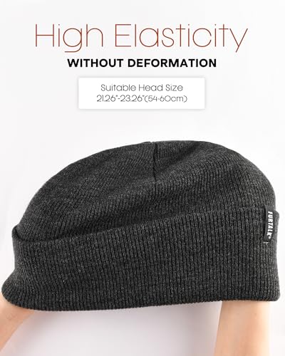 FURTALK Beanie Hat for Men Women Winter Hats for Women Men Soft Warm Unisex Cuffed Beanie Knitted Skull Cap - color: Black Grey