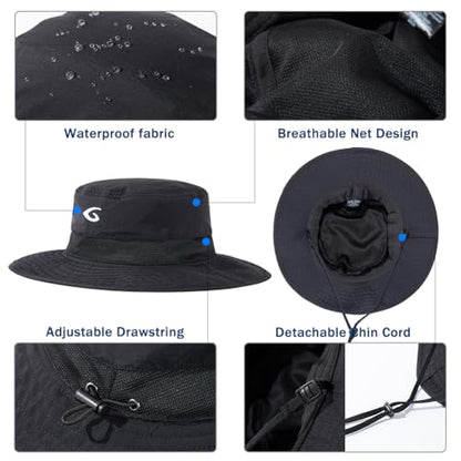 TOP-EX Oversized Waterproof Mesh Sun Hat for Big Heads with Wide Brim - color: Black-2.7"brim, size: X-Large-XX-Large