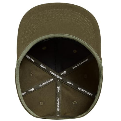 BASSDASH Embroidered Soft Top Flat Brim Duck Hat Snapback Cap for Hunting, Fishing, and Outdoor Activities - color: Army Green/Mallard