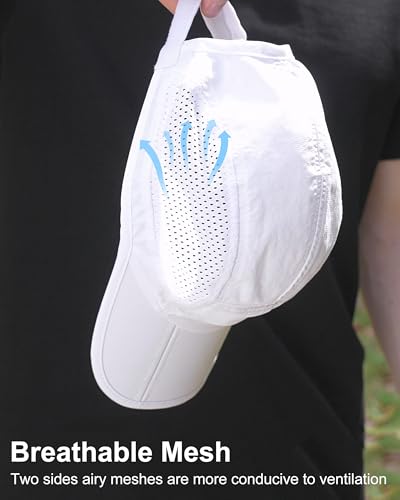 GADIEMKENSD Mens Folding Outdoor Hat Long Brim UPF 50+ Sun Protection - color: Folding White