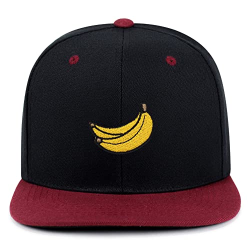 JPAK Banana Fruit Hip-Hop Snapback Hat Embroidered Baseball Cap Monkey - color: 19. Black/Maroon
