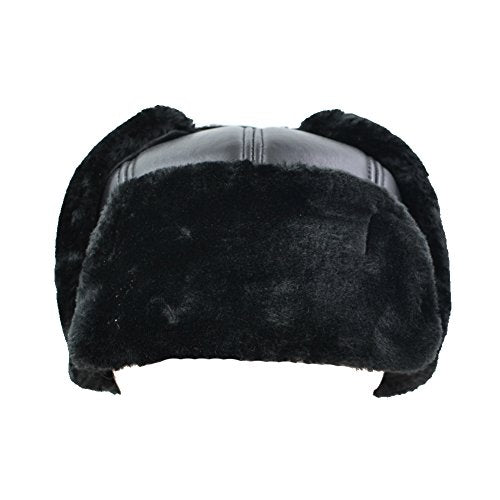 Winter Faux Fur Hunting Hat Leather Unisex Trapper Russian Aviator Trooper Hat - size: Medium