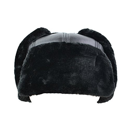 Winter Faux Fur Hunting Hat Leather Unisex Trapper Russian Aviator Trooper Hat - size: Medium