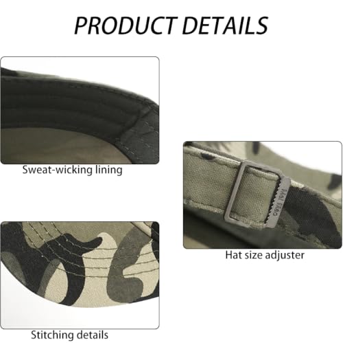 Men Flat Top Hat Cadet Army Cap Twill Cotton Baseball Military Cap - color: A - Light Green ( Camo )