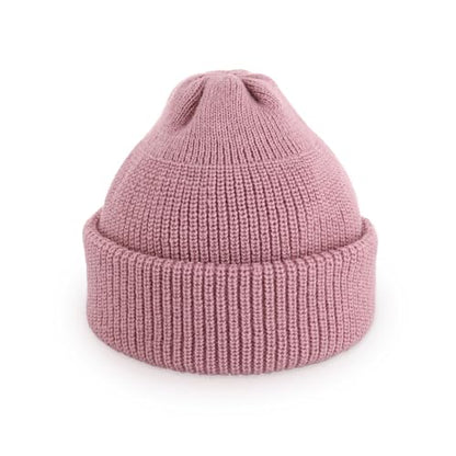 Fisherman Beanie Cuffed Knit Winter Hat Trawler Sailor Watch Cap Men Women - color: Classic (Dusty Rose)