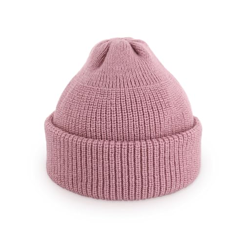Fisherman Beanie Cuffed Knit Winter Hat Trawler Sailor Watch Cap Men Women - color: Classic (Dusty Rose)