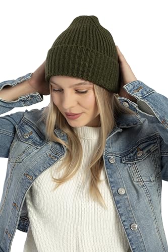 Seamless Beanie Cap, Acrylic Unisex Winter Beanie - color: Dark Green