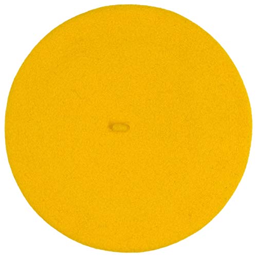 Women's Beret Cashmere Wool French Hat Made in EU Women Autumn Winter - color: Yellow, size: 6 7/8