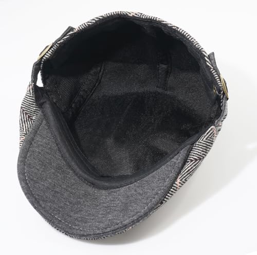 Men's Cotton Newsboy Hats Flat Ivy Gatsby Cap Irish Cabbie Ivy Driving Hunting Hat - color: Checkered Gray