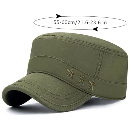 Cadet Hat Flat Top Hats Army Military Caps for Men Women - color: Green 7