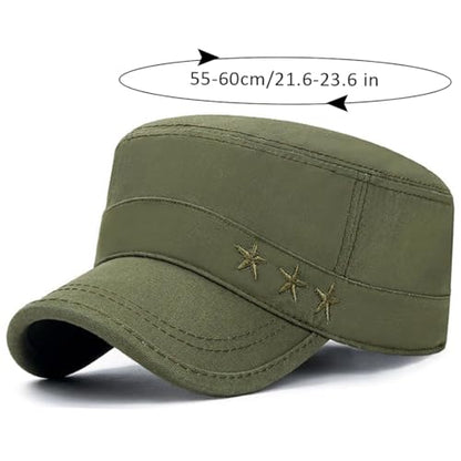 Cadet Hat Flat Top Hats Army Military Caps for Men Women - color: Green 7