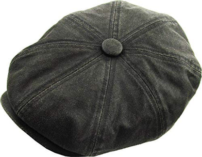 KBETHOS Leather Ascot Made in USA Ivy Collection Classic Newsboy Caps - color: (E) Pu Leather - Black, size: Large-X-Large