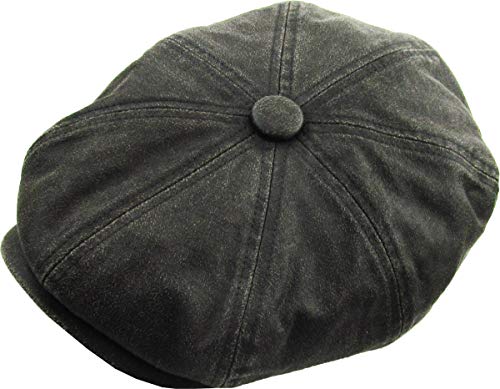 KBETHOS Leather Ascot Made in USA Ivy Collection Classic Newsboy Caps - color: (E) Pu Leather - Black, size: Small-Medium