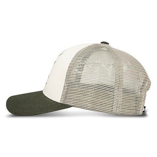 Lucky Brand Trucker Hat | Snapback | Adjustable | Mesh Back | Retro | Baseball Cap | Golf | Fishing | American Heritage - color: Burger Joint - Olive