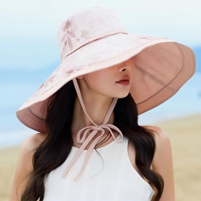 HUAMULAN Women Wide Brim Reversible Sun Hat Summer Beach Fishing Bucket - color: Pink