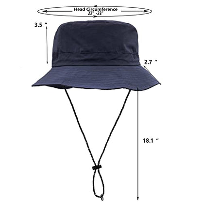 woogwin Waterproof Bucket Rain Hat with Chin Strap Quick Dry Packable Boonie Sun Hat Safari Hat UV Protection - color: Navy