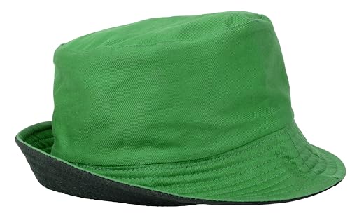 Gelante Reversible Bucket Hat for Men and Women - Cotton, Outdoor Sun Protection Bucket Hats. - color: Kelly Green/Black