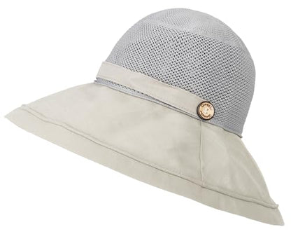 Women's-Mesh-Sun-Hats Beach Bucket Caps Outdoor-UV-Protection Foldable-Hat - color: Gray