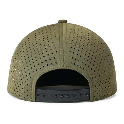 FEINION Men Laser Mesh Flat Brim Snapback Baseball Cap - color: Army Green