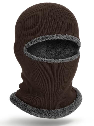Blulu Ski Knitted Mask for Men,1 Hole - color: Coffee, size: Medium
