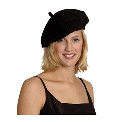 French Beret - Wool Solid Color Womens Beanie Cap Hat - color: 2pcs Black and Red