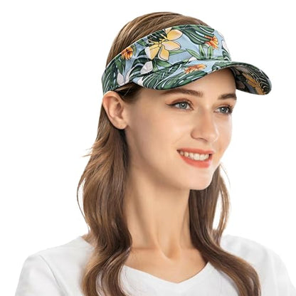 ZLYC Print Sports Sun Visors for Women Girls - color: Palm Tree