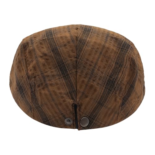 ZLYC Men Summer Flat Cap Scally Ivy Gatsby Newsboy Beret Driver Hat - color: Plaid Brown