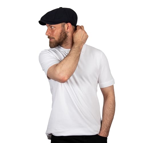 8 Panel Newsboy Cap – Linen Blend with 100% Cotton Lining - color: Dark Blue, size: Small
