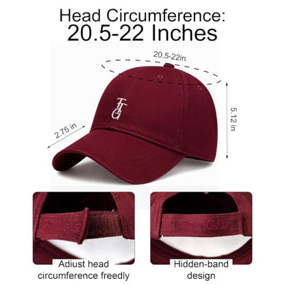 Kids Washed Cotton Baseball Cap, Unstructured Adjustable Toddler Hat for Boys & Girls - color: Claret Red