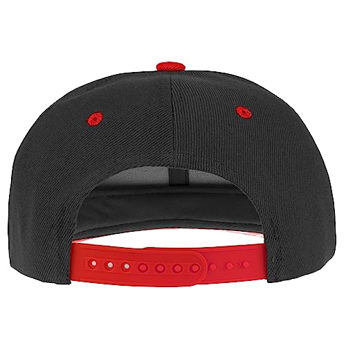 Gelante Plain Blank Flat Brim Adjustable Snapback Baseball Caps LOT 6 Pack - color: Black/Red