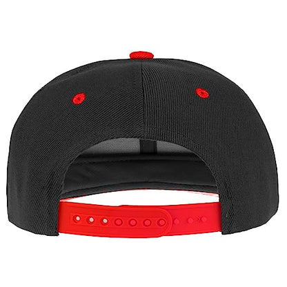 Gelante Plain Blank Flat Brim Adjustable Snapback Baseball Caps LOT 6 Pack - color: Black/Red