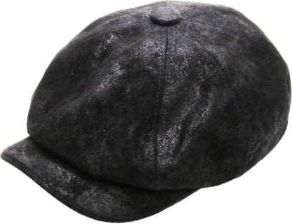 KBETHOS Leather Ascot Made in USA Ivy Collection Classic Newsboy Caps - color: (B) Leather - Black, size: Small-Medium