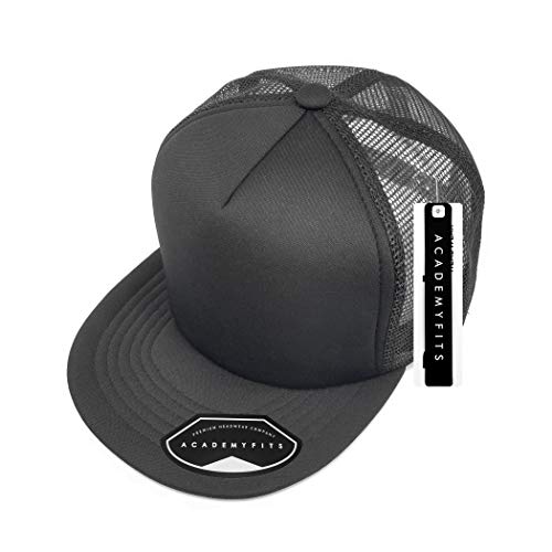 Quality 5 Panel High Crown Trucker Foam Mesh Hat Snapback Men Women Unisex Waterproof Blank Cap #2070 - color: Black