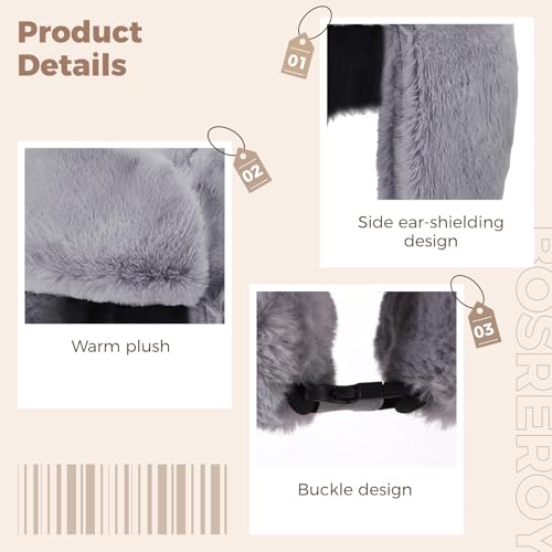 Cozy Plush Winter Hats Men Women Trapper Trooper Hat with Earflaps Windproof Russian Ushanka Hats Outdoor Skiing Cap - color: Gray