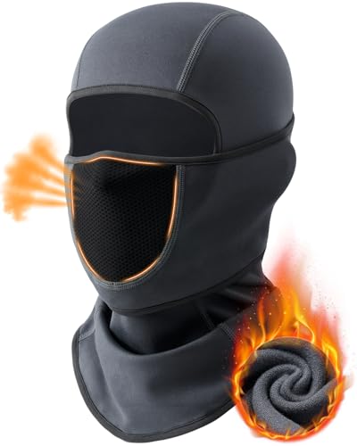 Balaclava Face Ski Mask with Movable Design for Men Women-Fleece Winter Face Covering for Cold Weather Skiing Outdoor Work - color: Gray