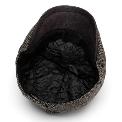 meioro Mens Wool Blend Tweed Newsboy Flat Cap Gatsby Irish Cabbie Ivy Cap Adjustable Newsboy Hat Warm Fleece Winter Hats - color: Light Khaki