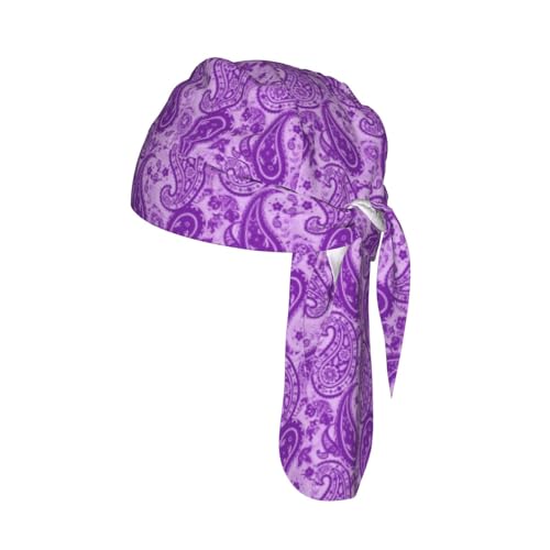 Adjustable Cycling Cap, Quick Dry Sports Bandana Skull Cap Helmet Liner - color: Purple Paisley Bandanna