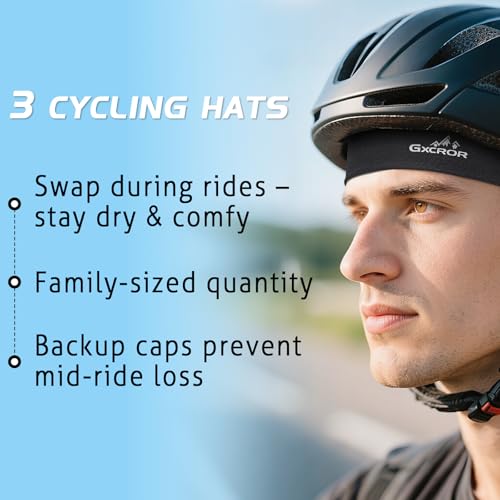 GXCROR Cooling Skull Cap for Men Women Sweat-Wicking Breathable Mesh Liner for Helmets, Summer Cycling Motorcycle - color: Black+black+black, size: Medium